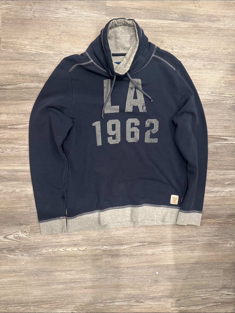 Tom Tailor Navy LA 1962 Pullover Hoodie with Gray Trim